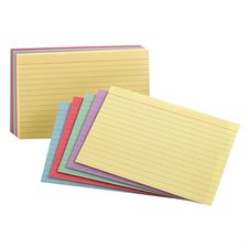 Fiches lignées de couleurs variées - 4 x 6 po