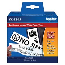 Étiquettes autocollantes 4 po x 98,4 pi (30 m) po pour Brother® QL-1050/1050N/1060N - Rouleau continu