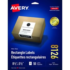 TrueBlock™ White Rectangle Labels 5-1/2 x 8-1/2" (50)