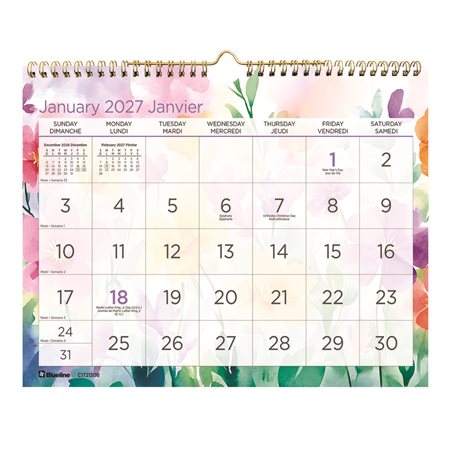Calendrier mural mensuel à gros caractères (2026)