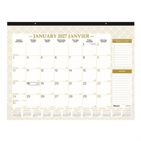 Calendrier sous-main mensuel Gold Lines (2025)
