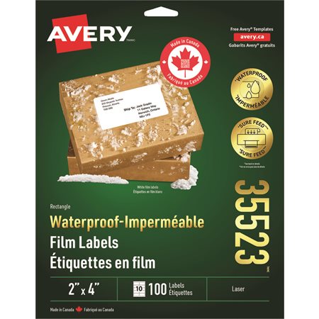 Étiquettes de film imperméables rectangulaires