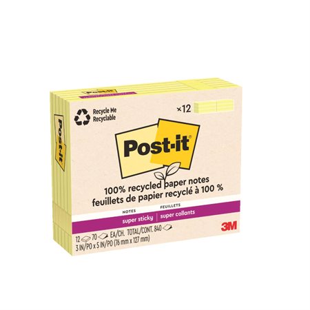 Post-it® Super Sticky Recycled Notes – Canary Yellow