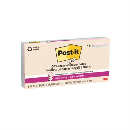 Feuillets recyclés Post-it® Super Sticky - La vie en pastel