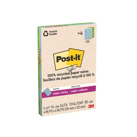 Feuillets recyclés Post-it® Super Sticky - Collection oasis