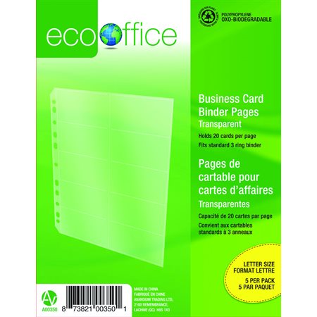 Porte-cartes professionnelles EcoOffice pour reliure à anneaux