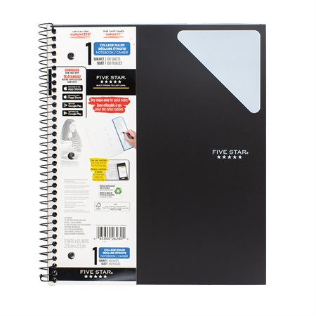 Spiral Bound Dry-Erase Lined Notebook - Black