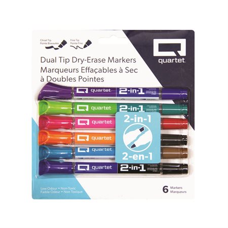 Marqueurs effaçables à sec à double embout assortis