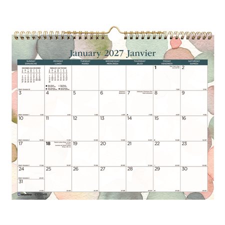 Calendrier mural mensuel fleurs (2026)
