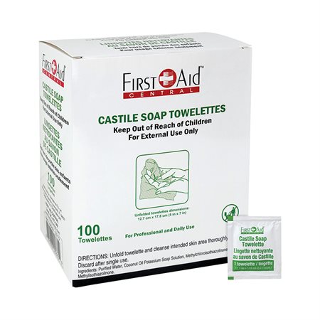 Lingettes de savon de castille emballées individuellement