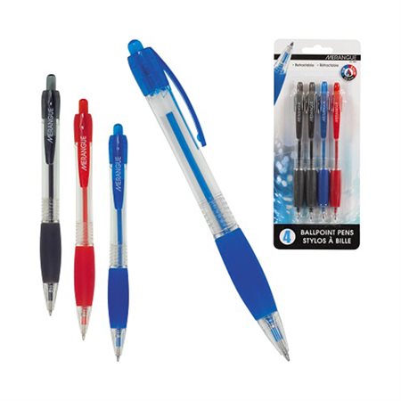 PEN RETRACTABLE 4PK ASS