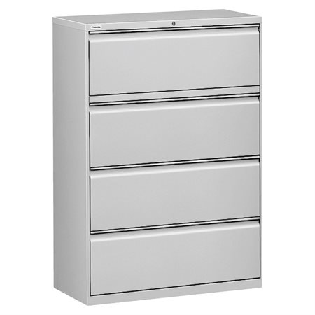 Lateral File 4 drawers. 42 x 19 x 52-1/2 in. H. 195 lbs. light grey