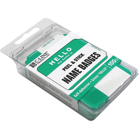Name badge Self Adhesive 2-1/4 x 3-1/2 Green