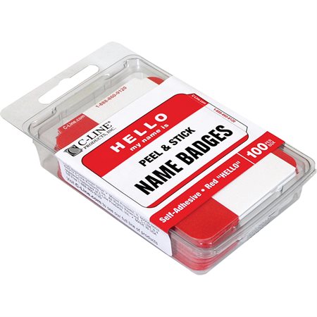 Name badge Self Adhesive 2-1/4 x 3-1/2 Red