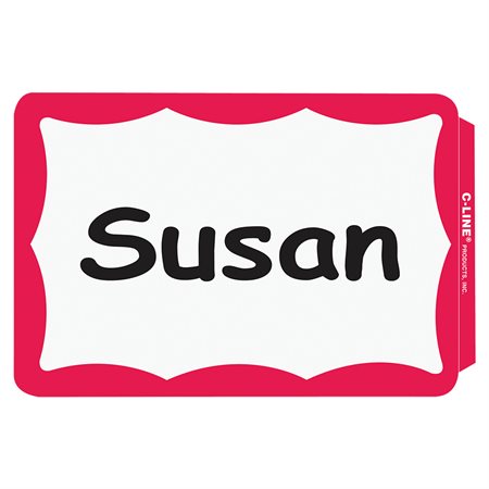 Name badge Self Adhesive 2-1/4 x 3-1/2 Red bordered