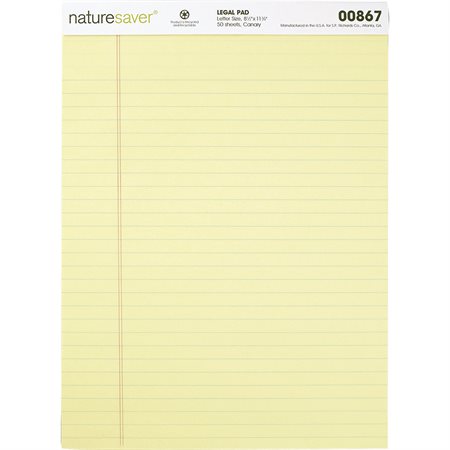 Bloc de papier recyclé Format lettre - 8-1/2 x 11-3/4 po jaune
