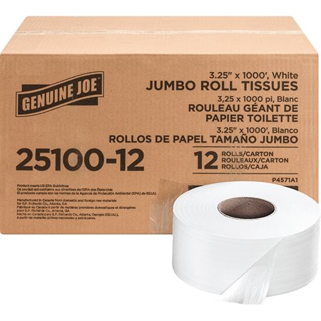 Rouleaux de papier hygiénique Jumbo 3 1/4 po x 1000 pi (bte 12)