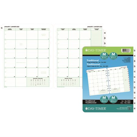 Folio Size Refills and Accessories (2026) Dated refills -bilingual 1 month/2 pages