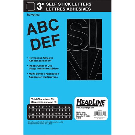 Geosign Sitck-On Vinyl Letters - Uppercase - Black - 76 mm / 3 in