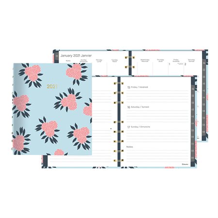 Agenda hebdomadaire/mensuel Miraclebind(MC) Corail fleurs