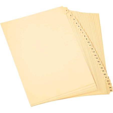 Numerical legal exhibit tab dividers 51-75