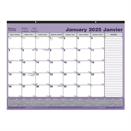 Calendrier sous-main mensuel (2026)
