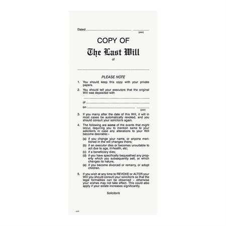Copy of Last Will & Testament Envelope