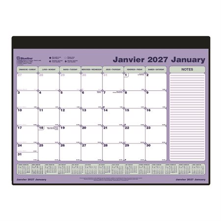 Calendrier sous-main mensuel (2026)