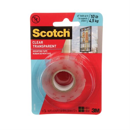 Scotch® Clear Mounting Tape For indoor, up to 2 lb.