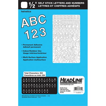 Geosign Sitck-On Vinyl Letters & Numbers - Uppercase & Lowercase - White - 12 mm / 1/2 in