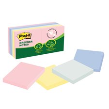 Feuillets autoadhésifs recyclés Post-it® Plus Écologiques - 3 x 3 po - Couleurs variées - Paquet de 24