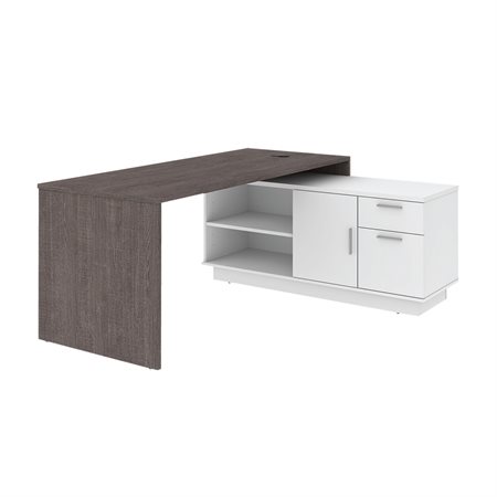Bureau en L Equinox écorse gris/blanc