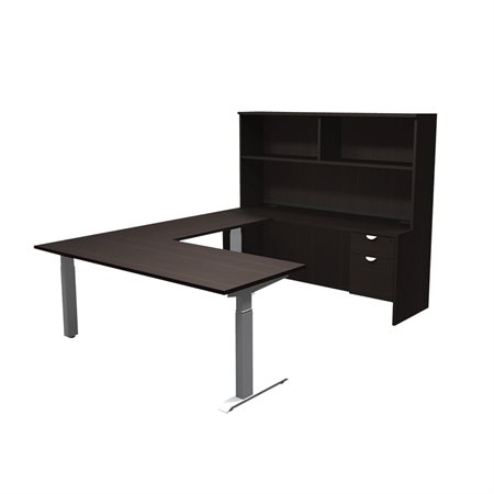 Poste de travail en L Innovation avec bureau réglable en hauteur Zen du soir