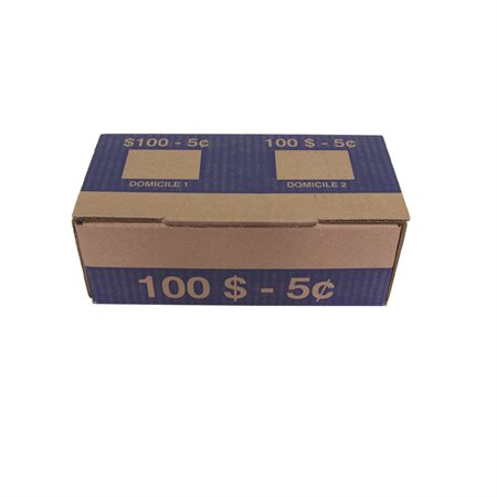 Boite pour tubes de monnaie Paquet de 50 5 ¢