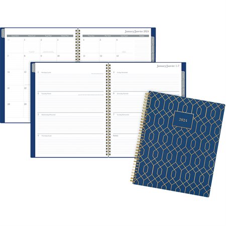 Agenda hebdomadaire/mensuel de 18 mois (2026) bleu