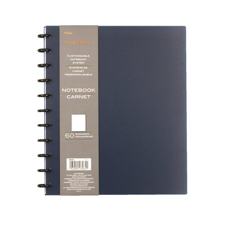 Cahier de notes ligné personnalisable avec reliure à anneaux - Marine 
