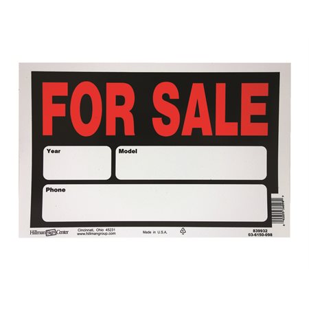 Panneau « For Sale » pour voiture