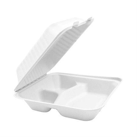 Compostable Hinged Containers 3 Compartment
