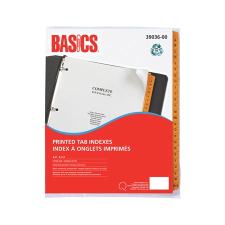 Printed Tab Indexes A-Z Letter