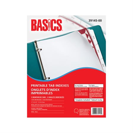 Printable Tab Indexes Laser 5-Tabs