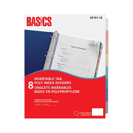 Poly Index Dividers Assorted Colours 8 Tabs