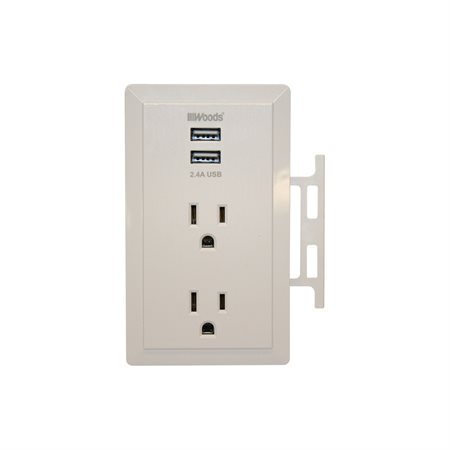 Bloc mural à 2 prises et 2 ports USB